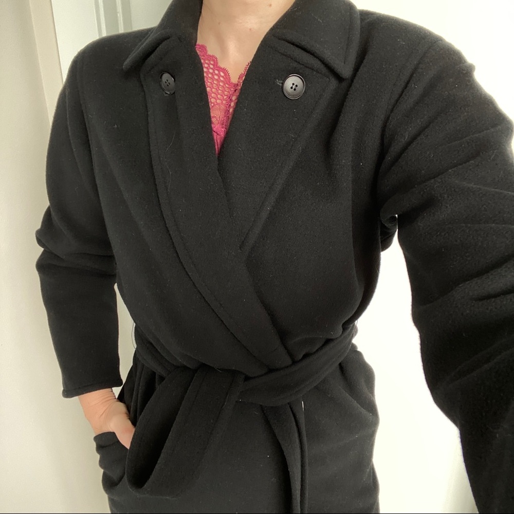 Regency Cashmere belted long vintage wool trench pea coat L